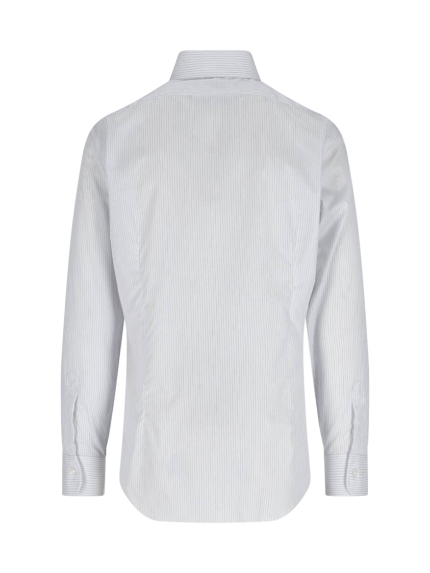 Barba Napoli Striped Cotton Shirt – White And Blue Wit