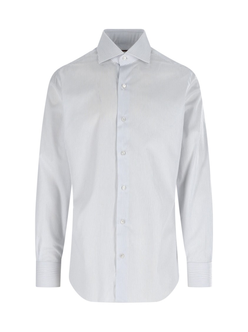 Barba Napoli Striped Cotton Shirt – White And Blue Wit