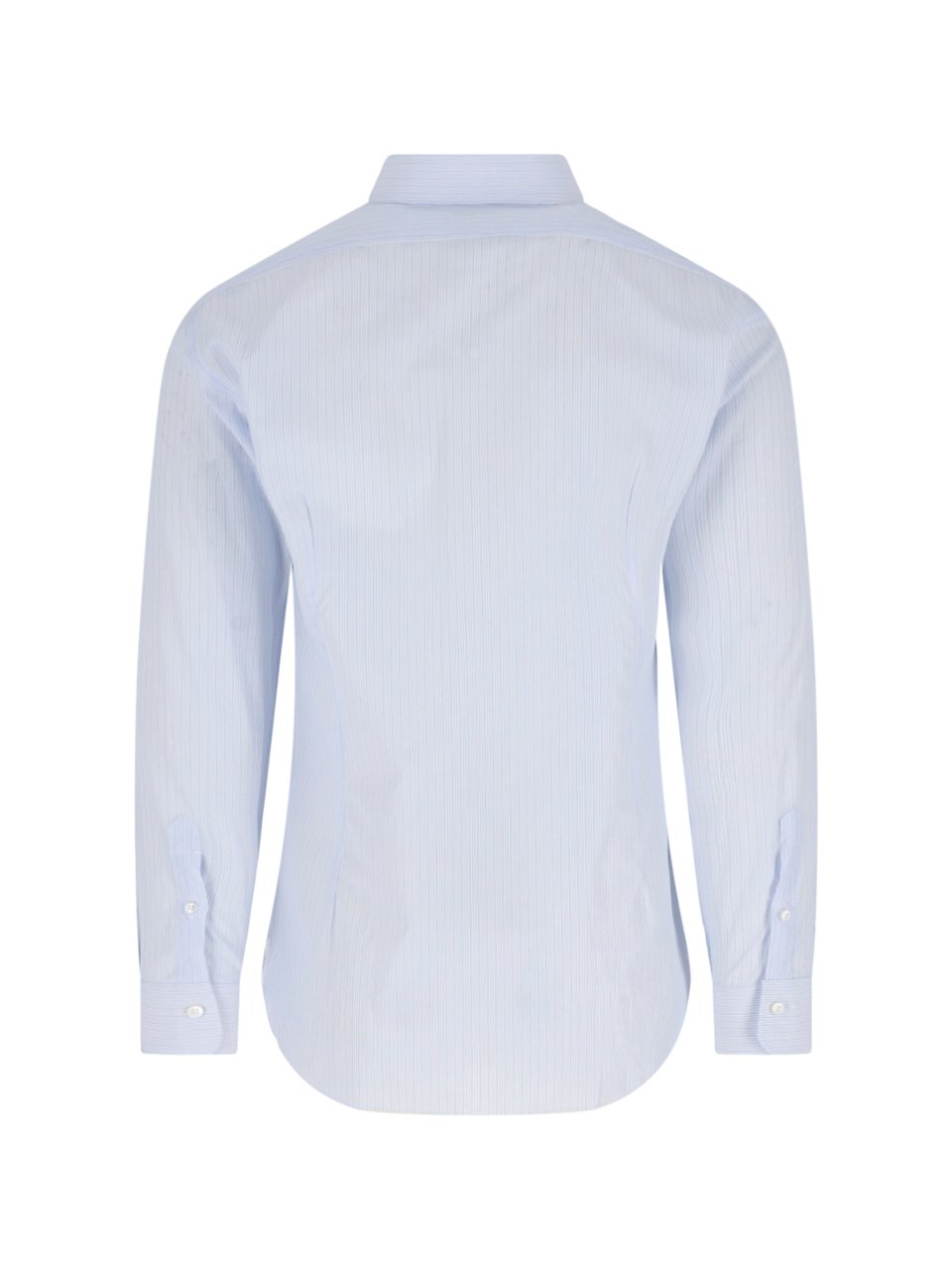 Barba Napoli Light Blue Striped Cotton Tailored Shirt Blauw