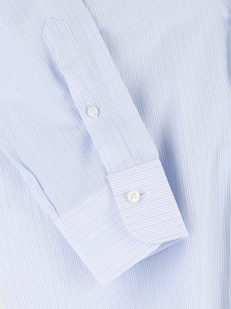 Barba Napoli Light Blue Striped Cotton Tailored Shirt Blauw
