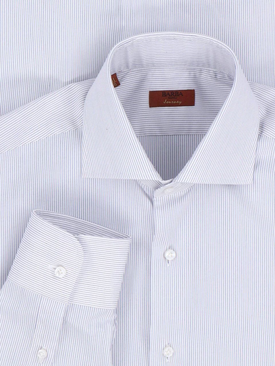 Barba Napoli White Striped Cotton Classic Collar Shirt Wit