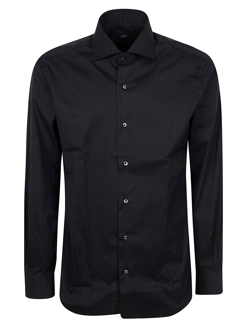 Barba Napoli Slightly Stretch Black Cotton Shirt with Classic Collar Zwart