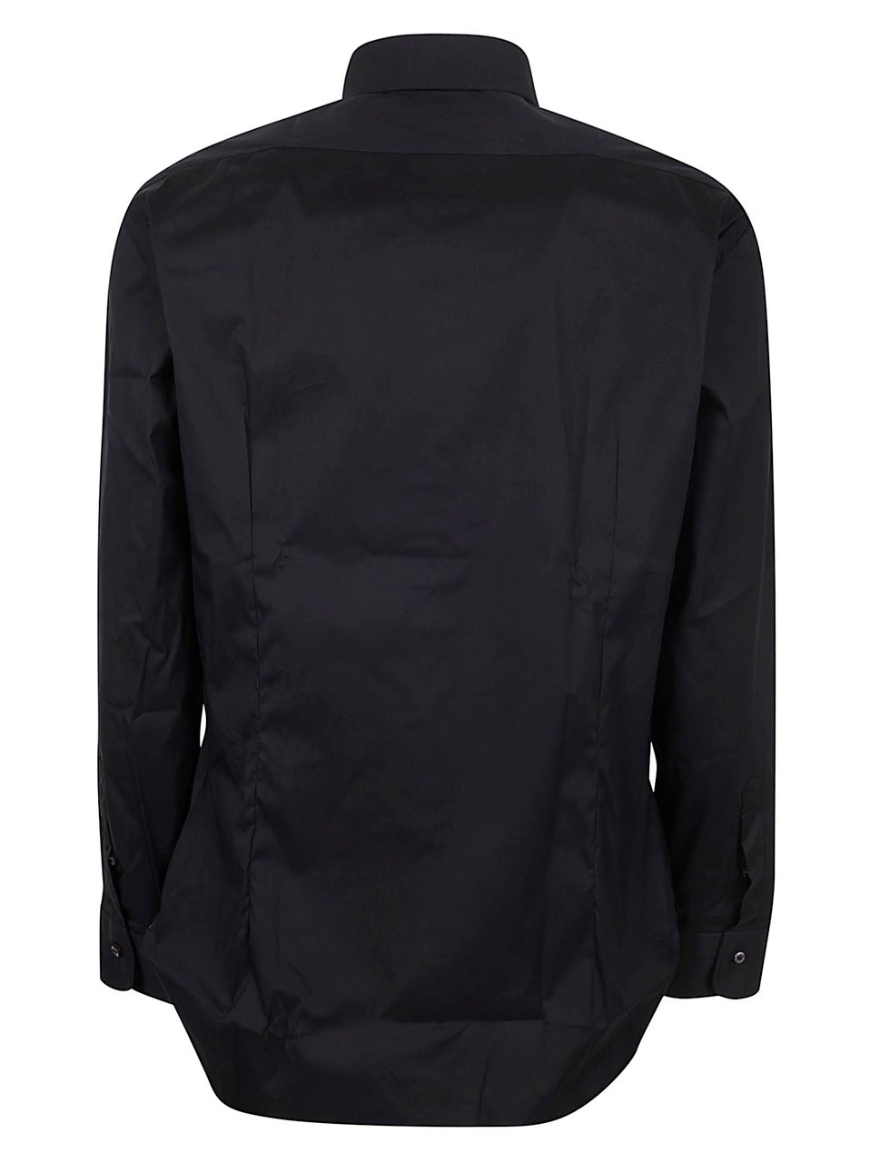 Barba Napoli Slightly Stretch Black Cotton Shirt with Classic Collar Zwart