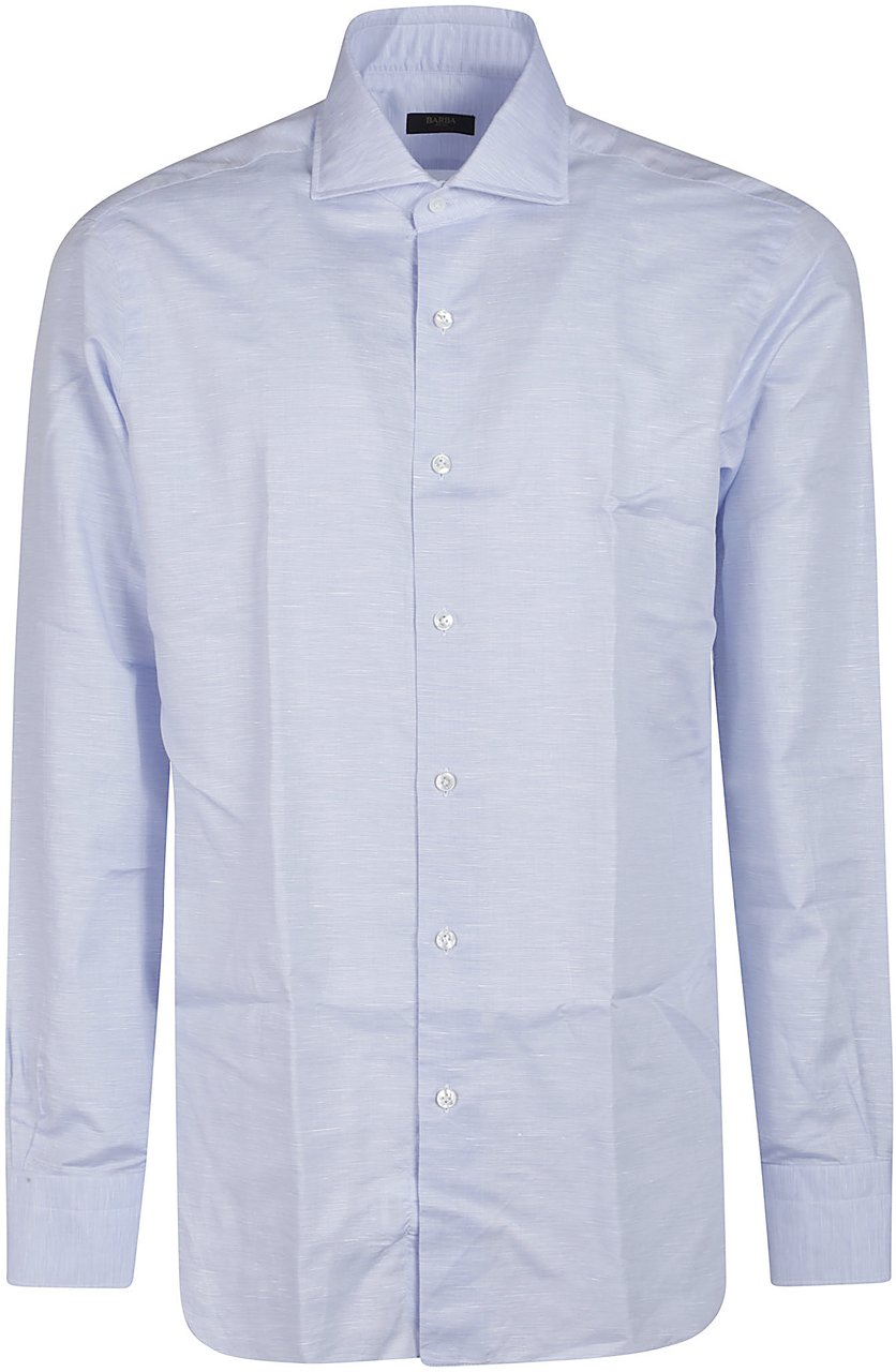 Barba Napoli Long Sleeve Neck Shirt Blue Blauw