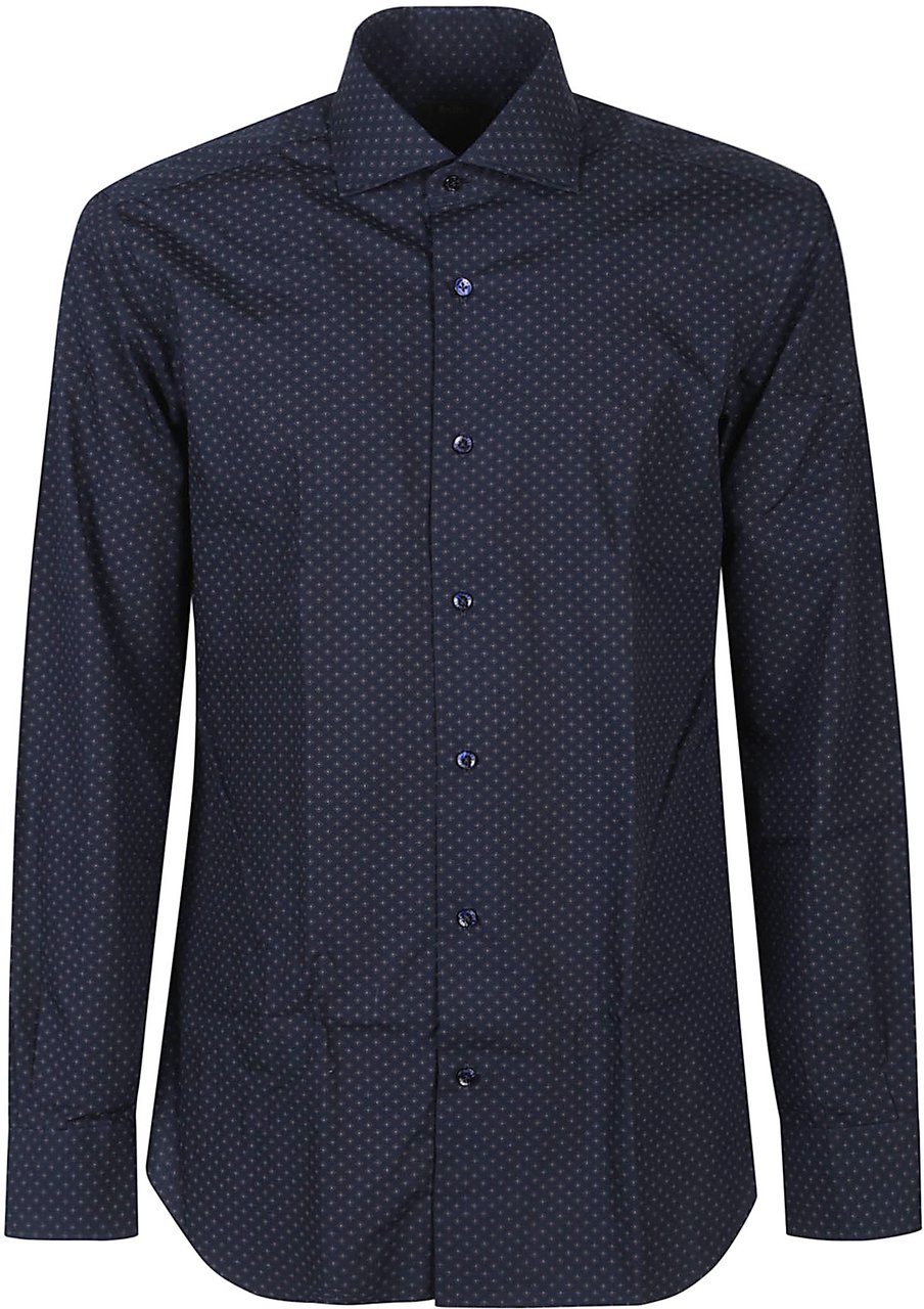 Barba Napoli Long Sleeve Neck Shirt Blue Blauw