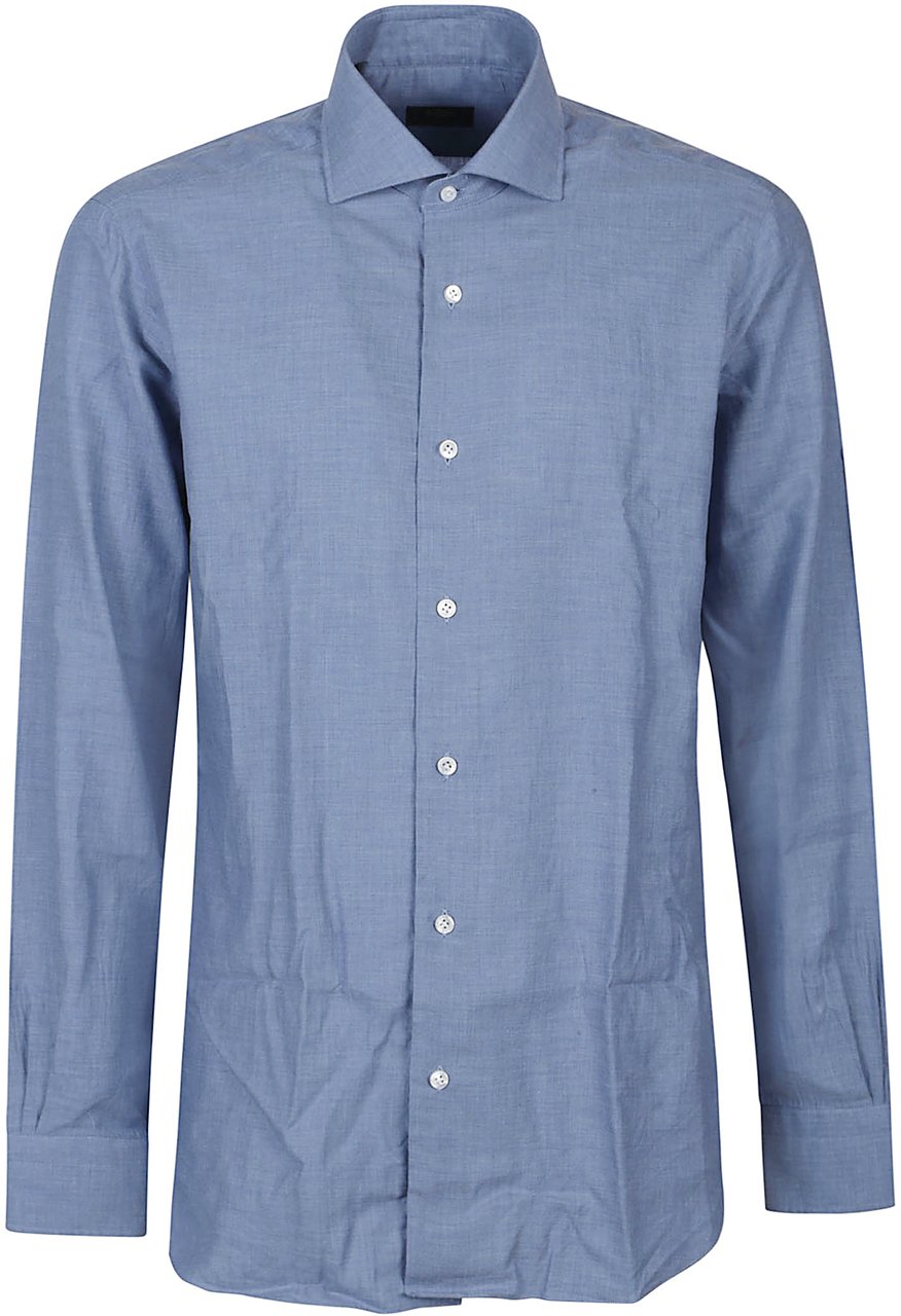 Barba Napoli Long Sleeve Neck Shirt Blue Blauw