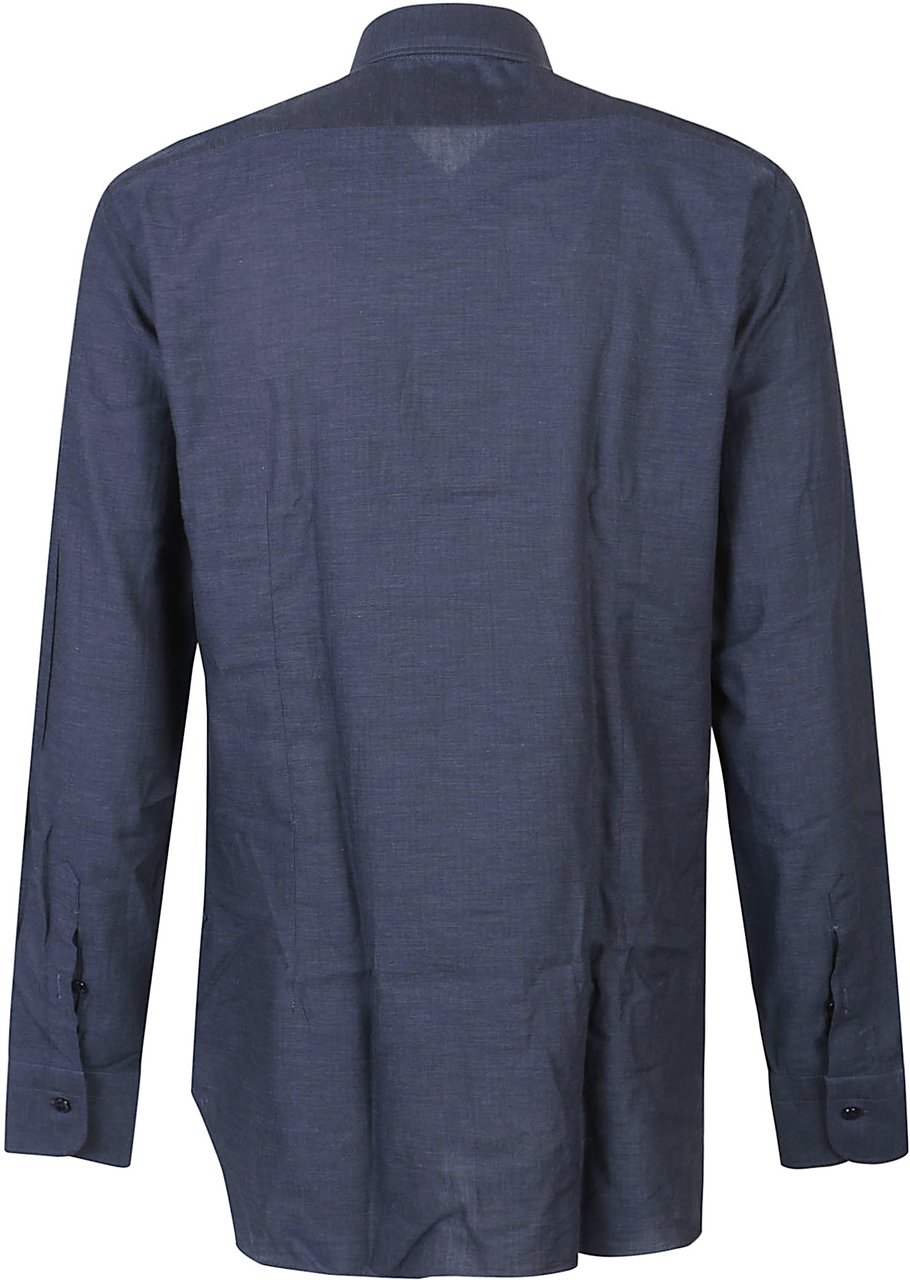 Barba Napoli Long Sleeve Neck Shirt Blue Blauw