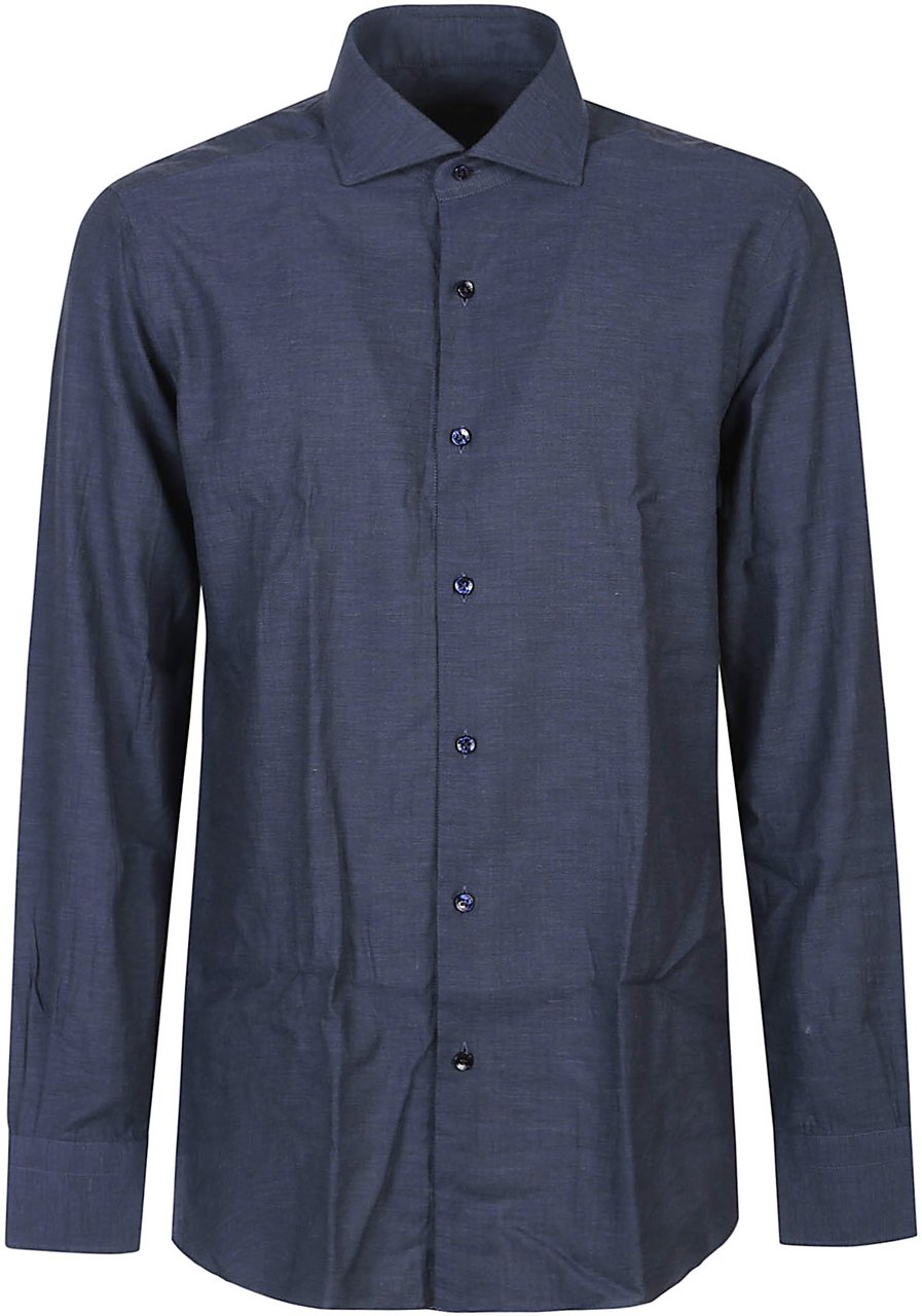 Barba Napoli Long Sleeve Neck Shirt Blue Blauw