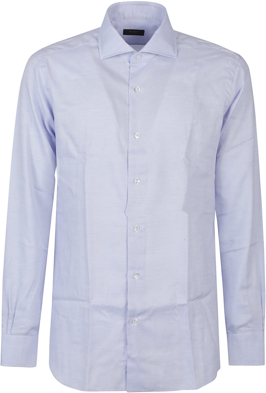 Barba Napoli Long Sleeve Neck Shirt Blue Blauw