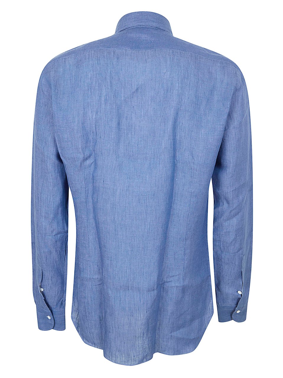 Barba Napoli Long-Sleeve Linen Shirt with Classic Collar Blauw