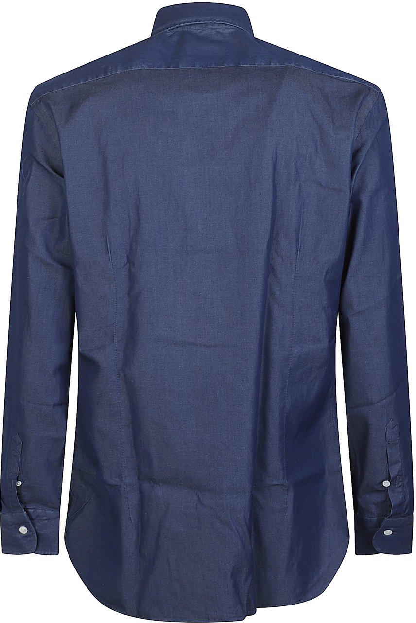 Barba Napoli Long Sleeve Beck Shirt Blue Blauw