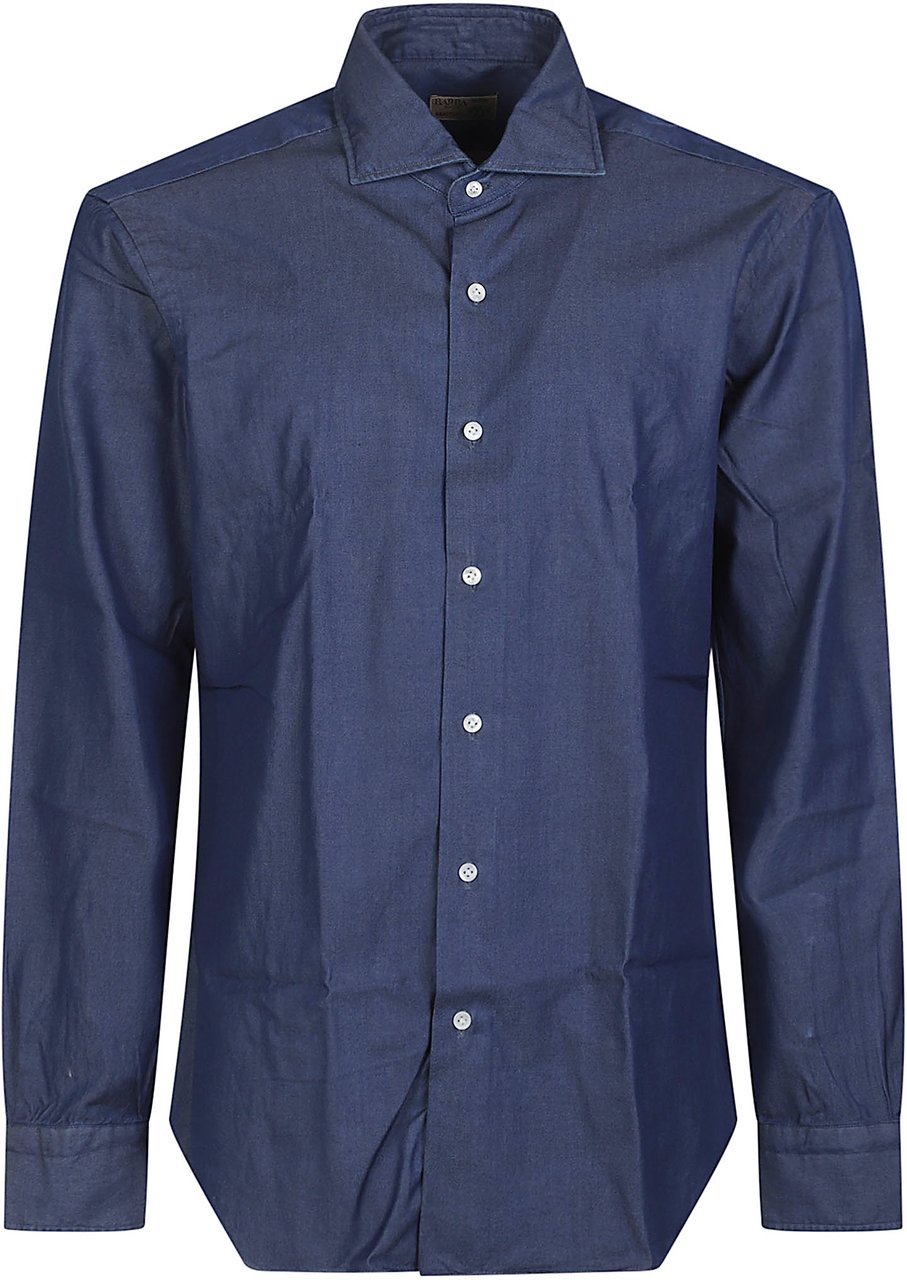 Barba Napoli Long Sleeve Beck Shirt Blue Blauw