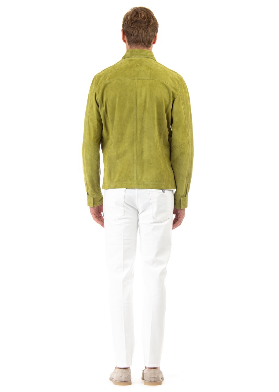 Barba Unlined Suede Jacket with Shirt Collar Goud