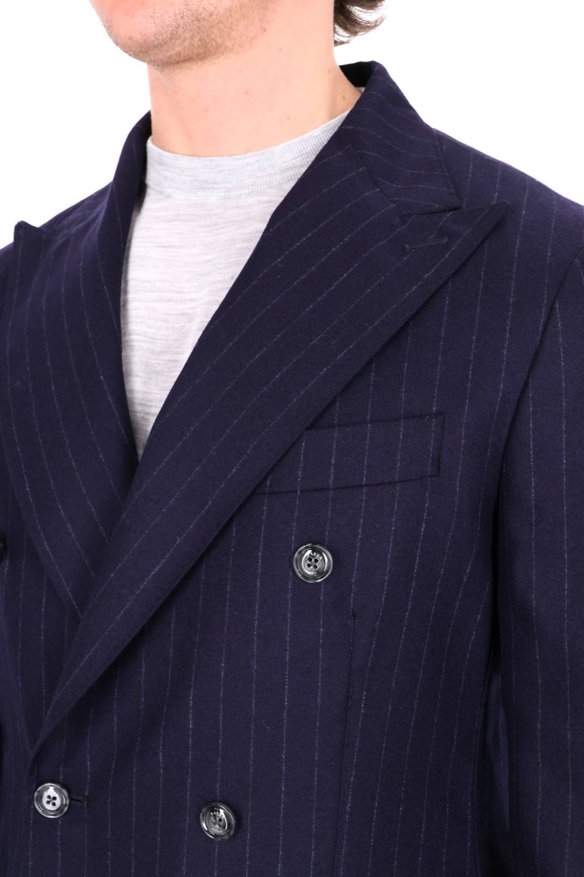 Barba Double-Breasted Pinstripe Wool Comfort Suit Zwart