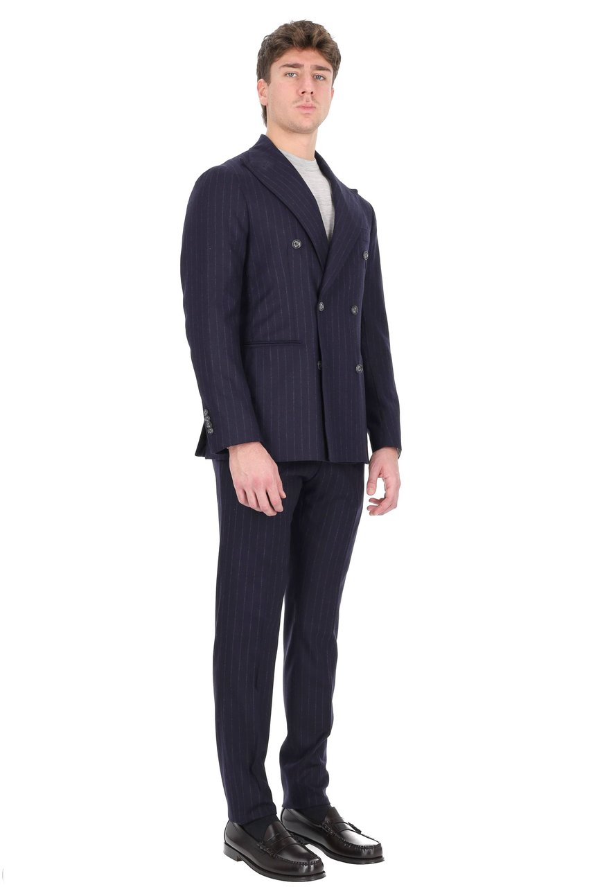 Barba Double-Breasted Pinstripe Wool Comfort Suit Zwart