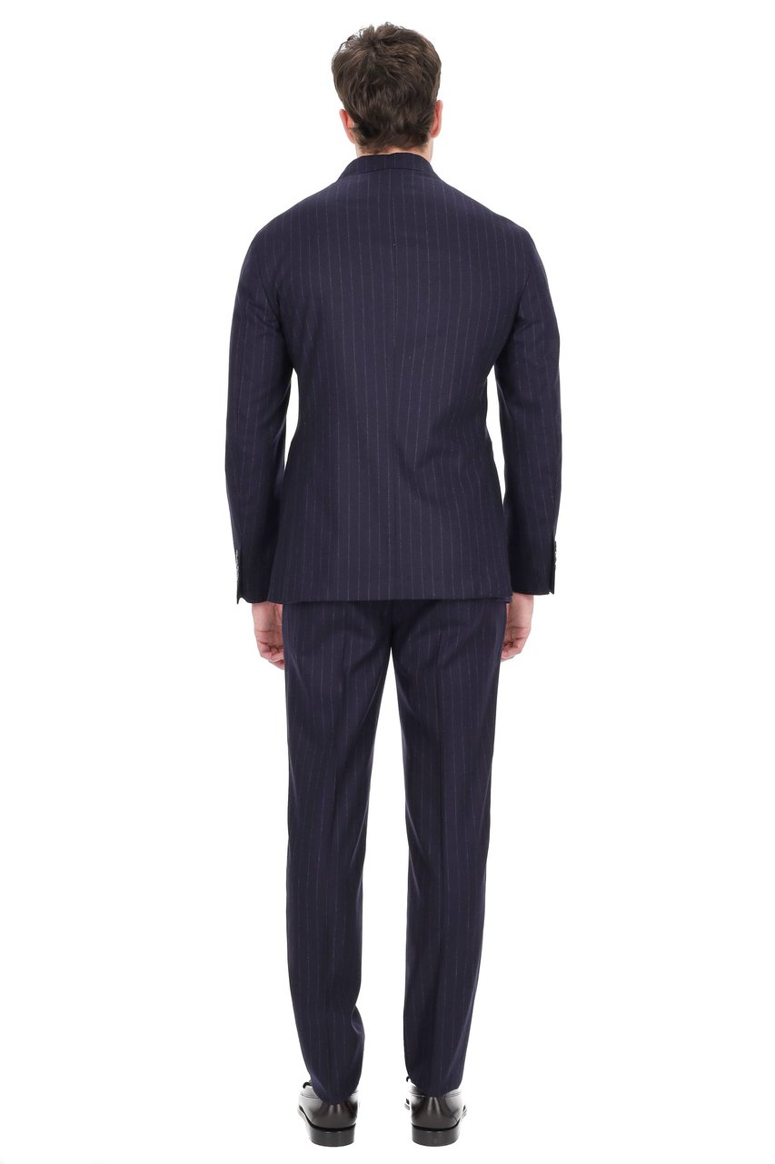 Barba Double-Breasted Pinstripe Wool Comfort Suit Zwart