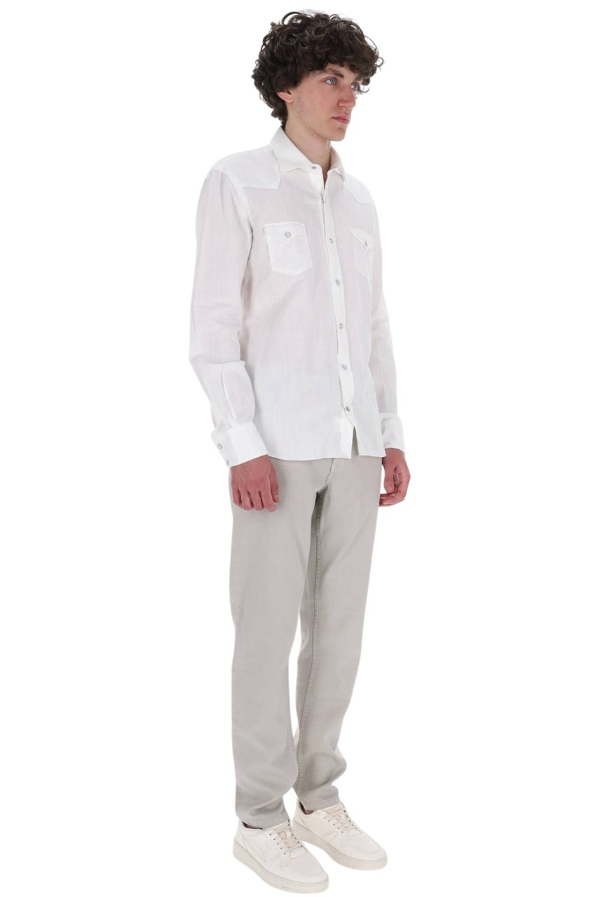 Barba Dandylife Texas Cotton-Linen Casual Shirt Wit