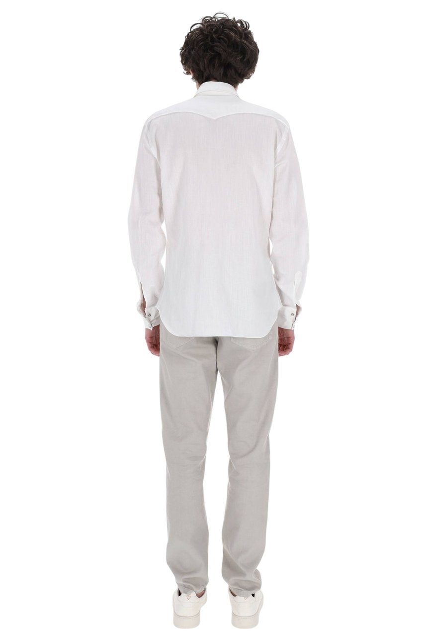 Barba Dandylife Texas Cotton-Linen Casual Shirt Wit