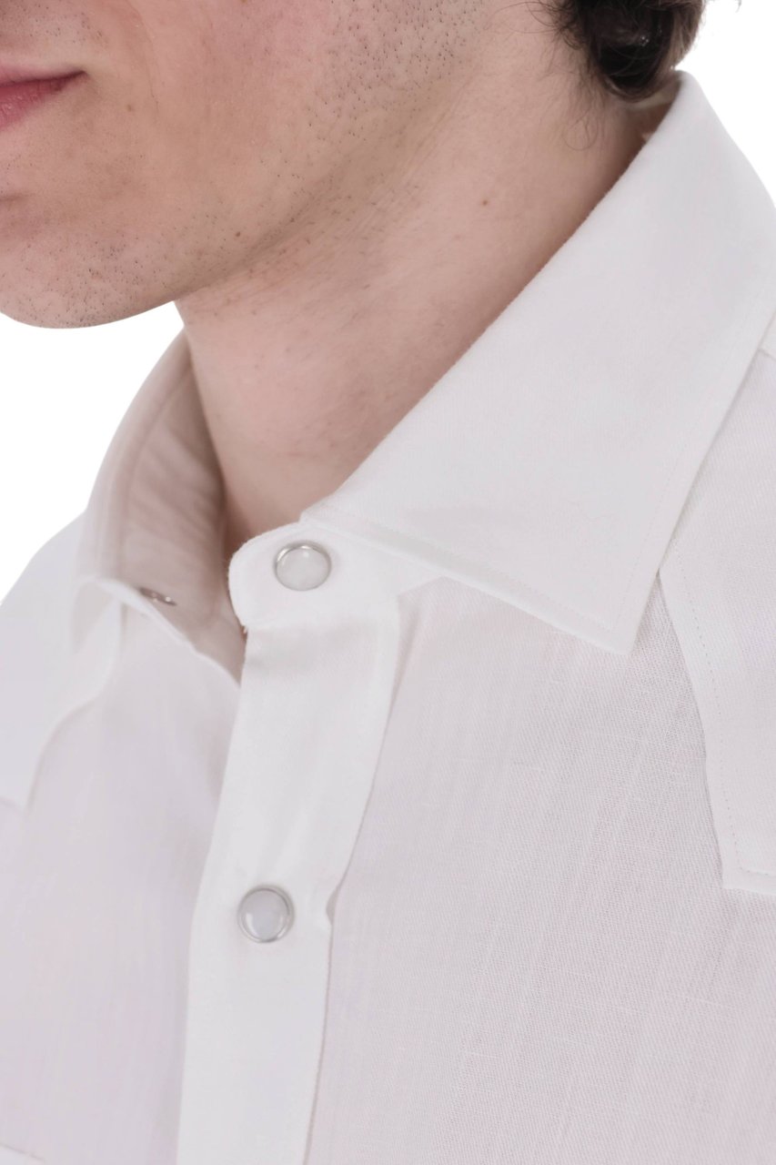 Barba Dandylife Texas Cotton-Linen Casual Shirt Wit