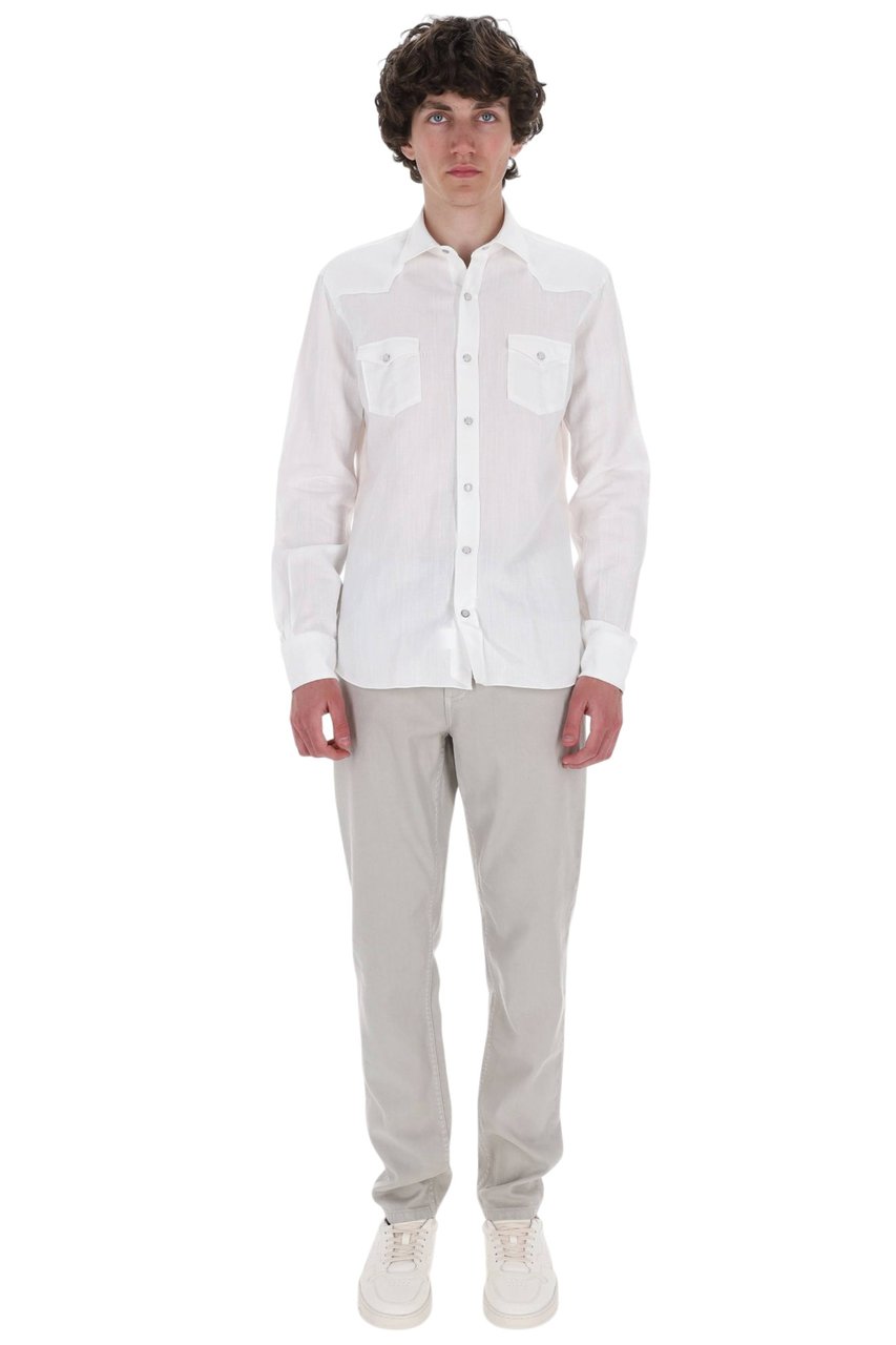 Barba Dandylife Texas Cotton-Linen Casual Shirt Wit