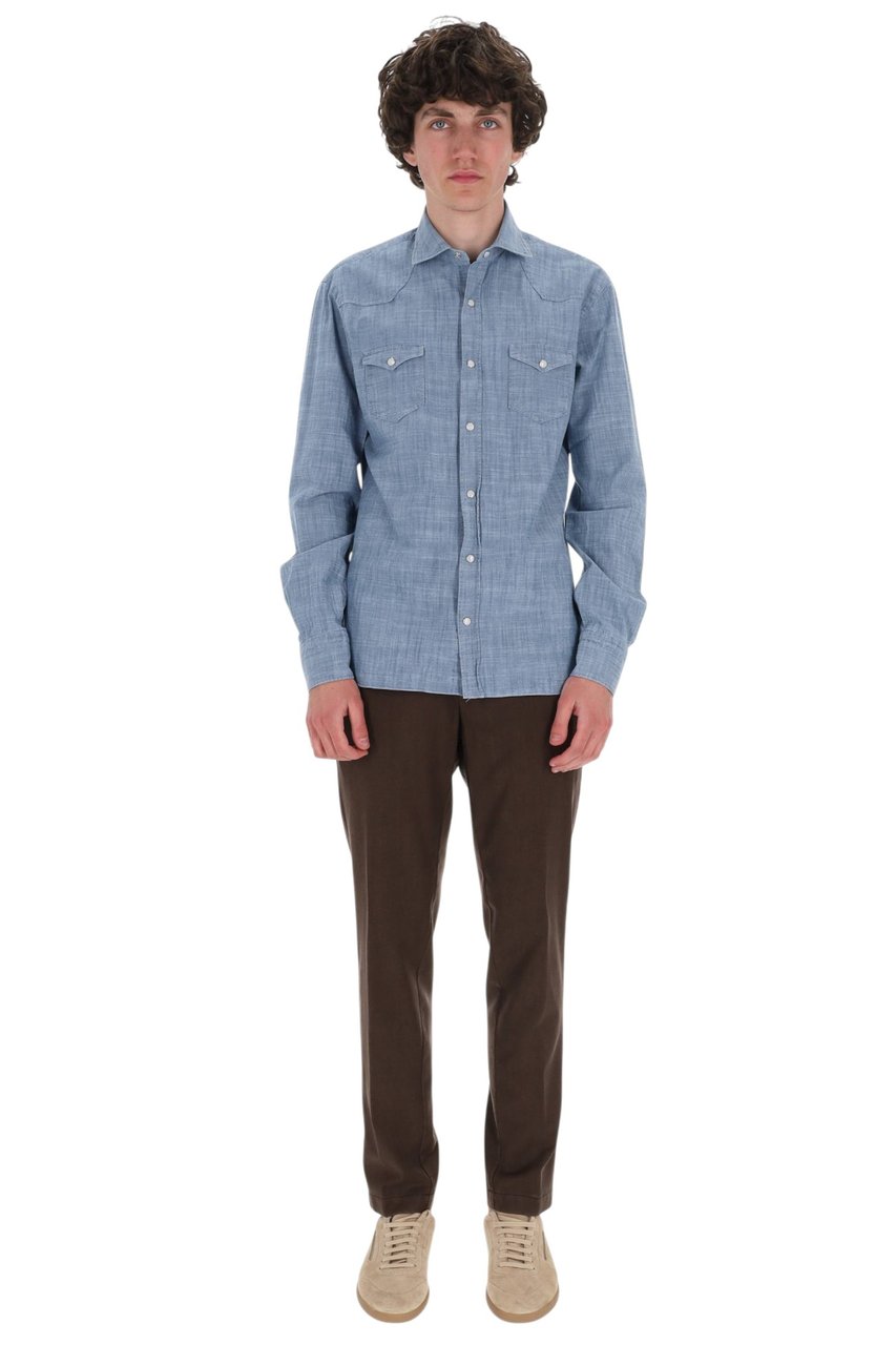 Barba Dandylife Texas Lightweight Denim Shirt Blauw