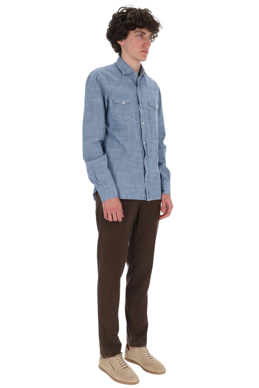 Barba Dandylife Texas Lightweight Denim Shirt Blauw