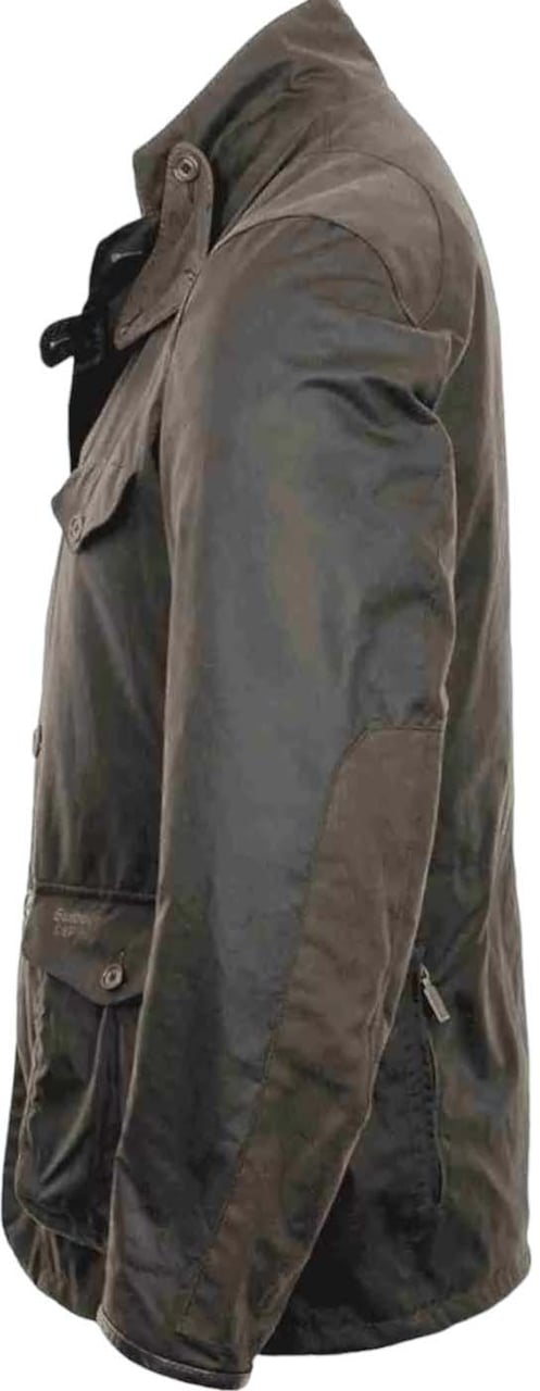 Barbour Veste James Bond Beacon waxée Olive Col cuir MWX007 OL71 Barbour Homme Divers