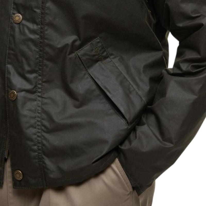 Barbour Blouson Tracker court waxé vert archive olive col velours cognac MWX2452 OL51 Barbour Homme Divers