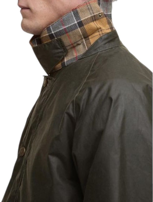 Barbour Blouson Tracker court waxé vert archive olive col velours cognac MWX2452 OL51 Barbour Homme Divers