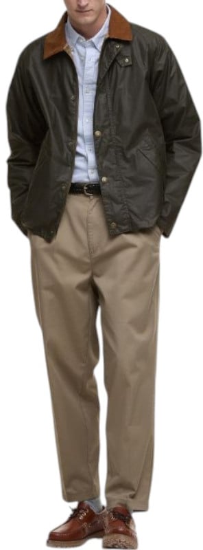 Barbour Blouson Tracker court waxé vert archive olive col velours cognac MWX2452 OL51 Barbour Homme Divers