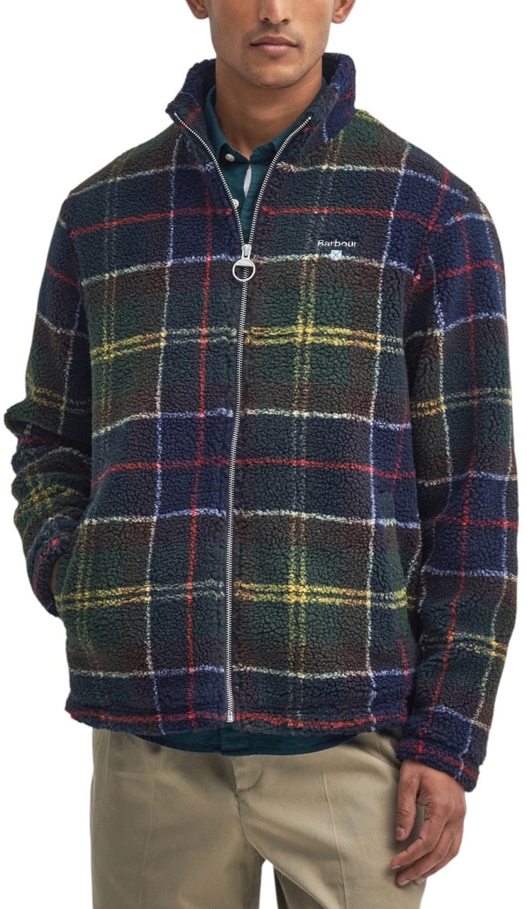 Barbour Blouson polair bouclette tartan vert bleu Fleece Barbour Homme MFL0187 TN11 Divers