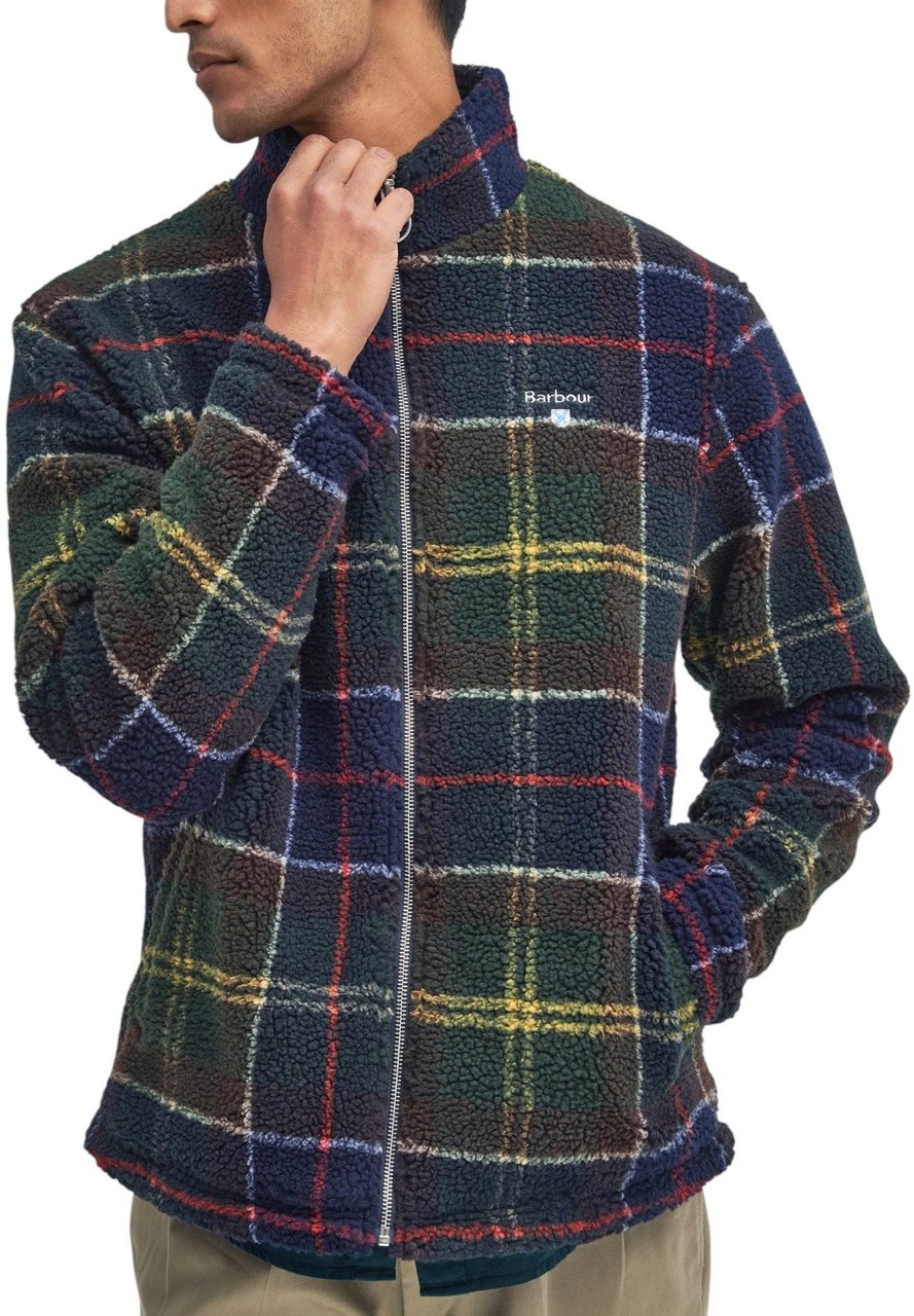 Barbour Blouson polair bouclette tartan vert bleu Fleece Barbour Homme MFL0187 TN11 Divers