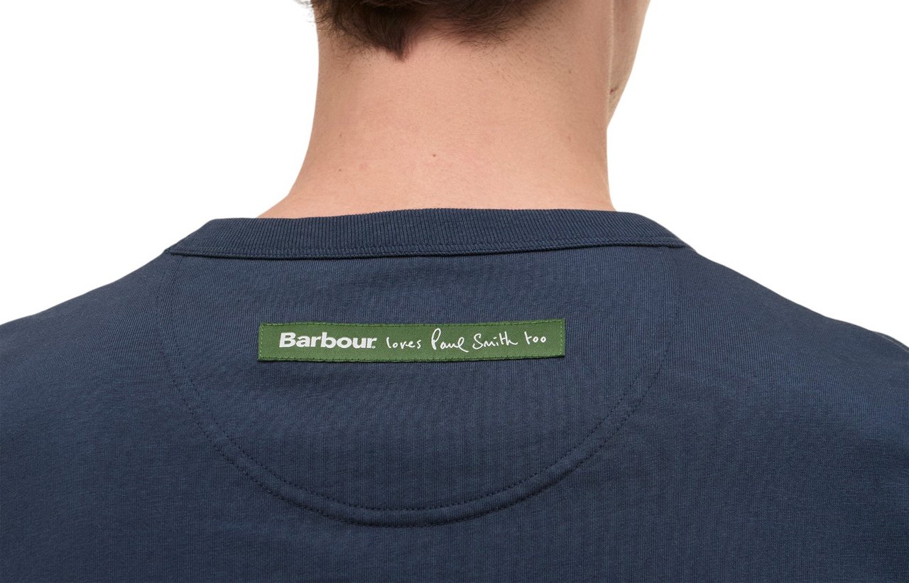 Barbour T-shirt bleu print Pot cire baya Barbour by Paul Smith Homme femme MTS1526NY91 Blauw