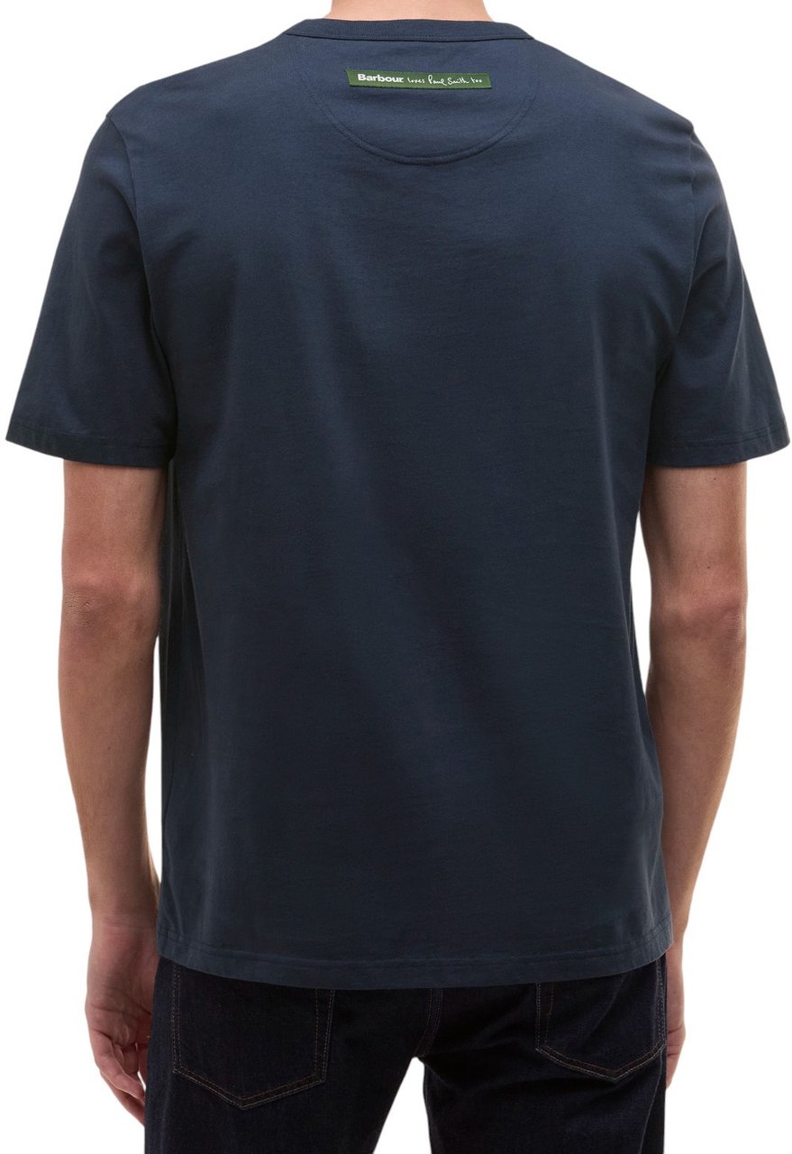 Barbour T-shirt bleu print Pot cire baya Barbour by Paul Smith Homme femme MTS1526NY91 Blauw