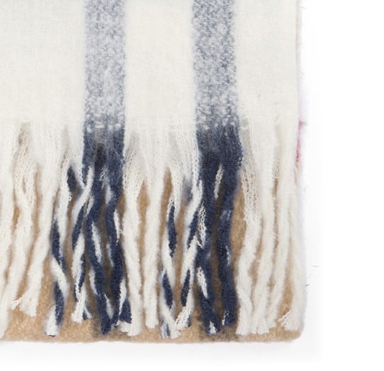 Barbour Echarpe tartan beige blanc bleu Isla franges barbour femme homme LSC0293 BR51 Divers