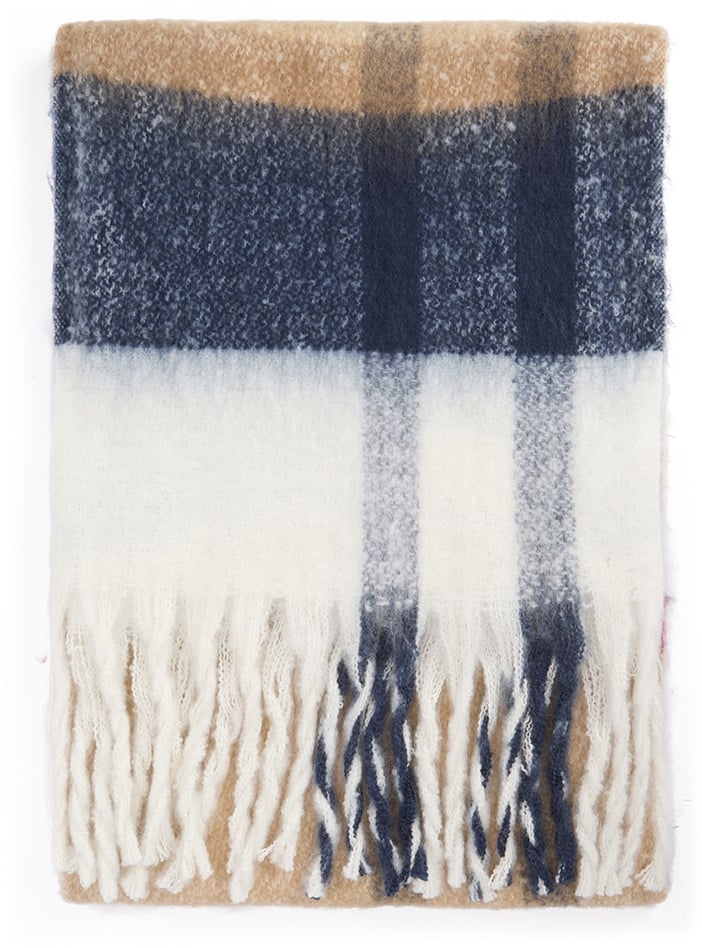 Barbour Echarpe tartan beige blanc bleu Isla franges barbour femme homme LSC0293 BR51 Divers