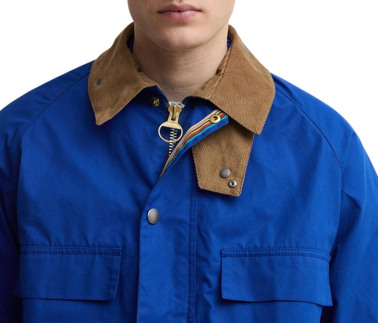 Barbour Veste Paul Smith Bedale bleu roi col velour sable MCA1126 BL51 Barbour homme Divers