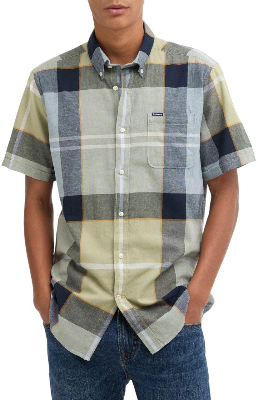 Barbour Chemisette tartan bleu jaune coton Barbour Homme MSH5469 TN37 Divers