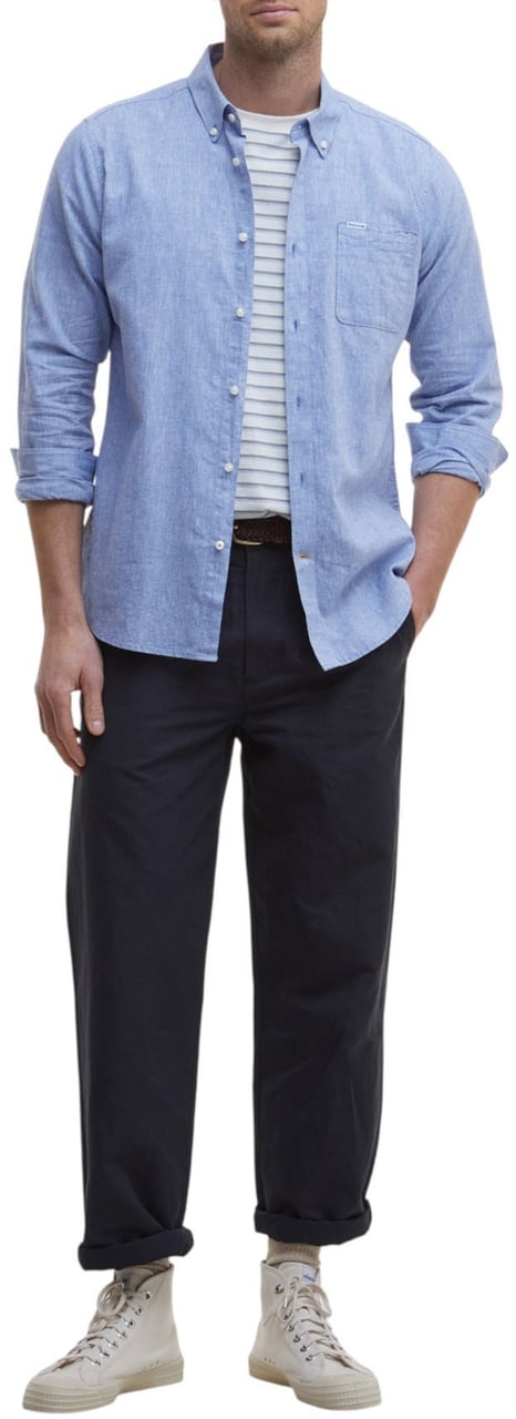 Barbour Chemise chambray bleu Barbour Homme MSH5090 BL33 Blauw