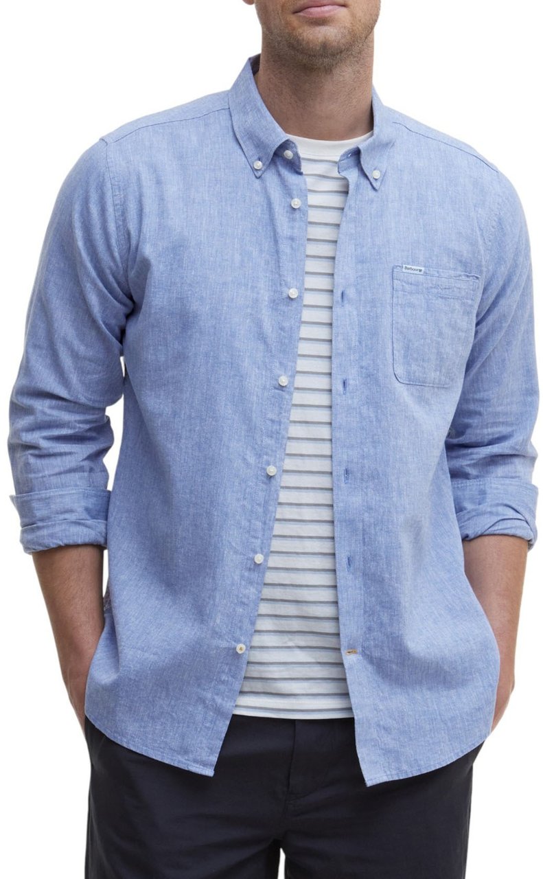 Barbour Chemise chambray bleu Barbour Homme MSH5090 BL33 Blauw