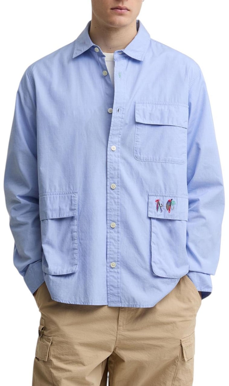 Barbour Chemise poches plaquées ciel brodée hameçons Paul Smith loves Barbour MSH5782 BL54 homme Divers