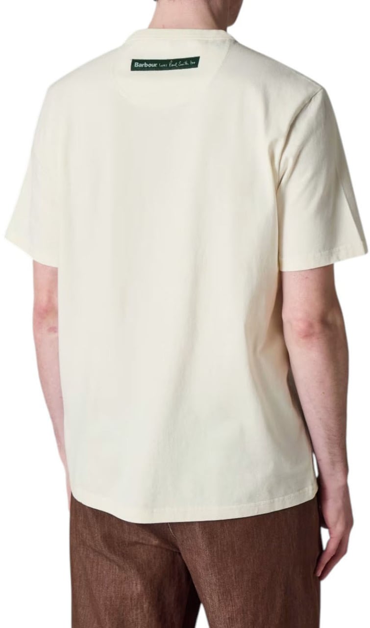 Barbour T-shirt blanc print poisson veste Paul Smith loves Barbour MTS1612 WH32 homme Wit