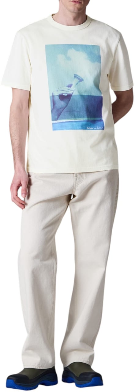 Barbour T-shirt blanc print glace bleue Paul Smith Loves Barbour homme MTS1613 WH32 Wit