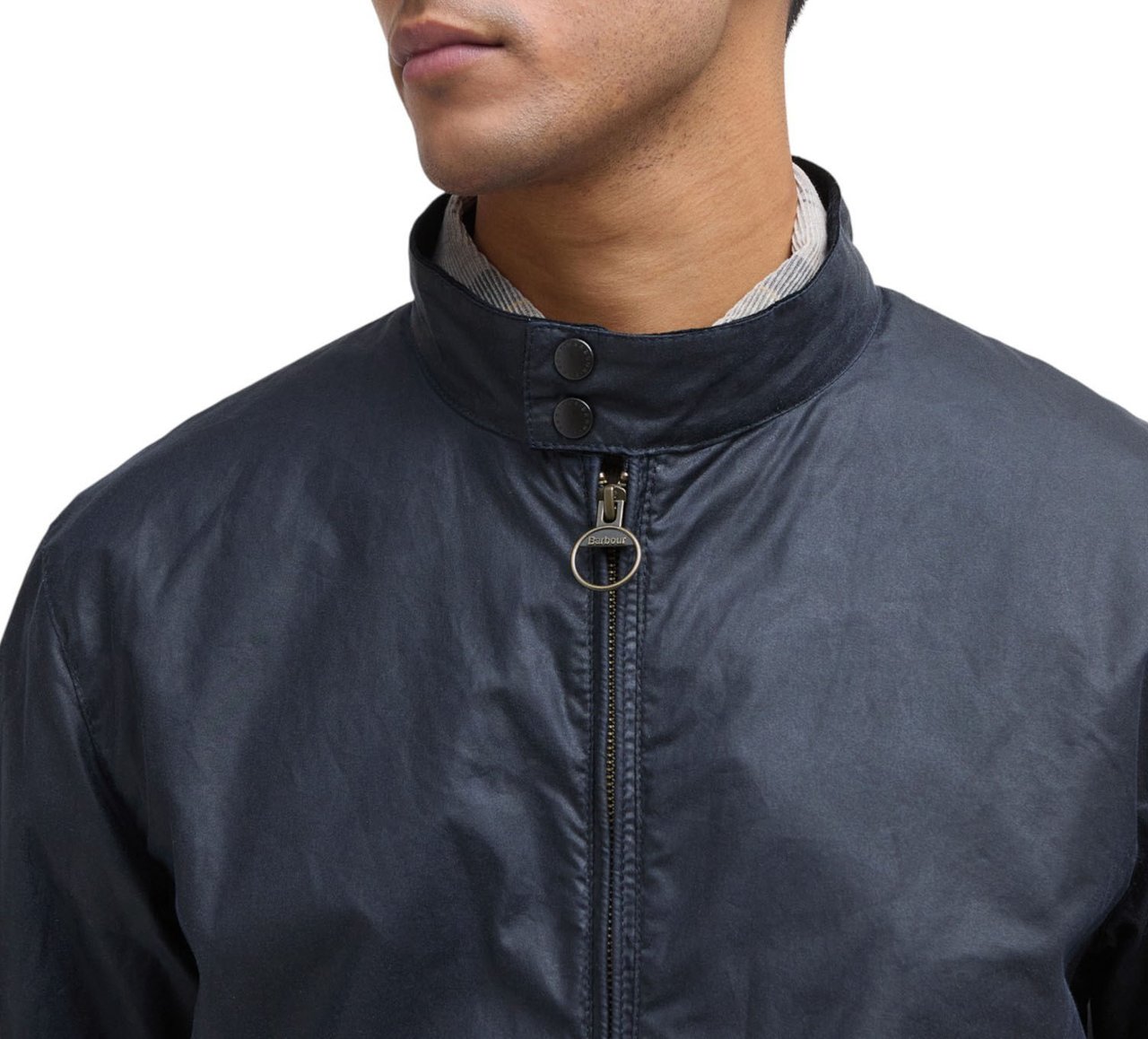 Barbour Blouson court Royston wax Navy col velours cognac Barbour Homme MWX1350 NY51 Blauw