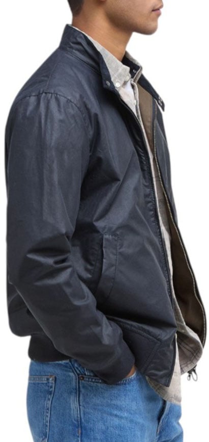 Barbour Blouson court Royston wax Navy col velours cognac Barbour Homme MWX1350 NY51 Blauw