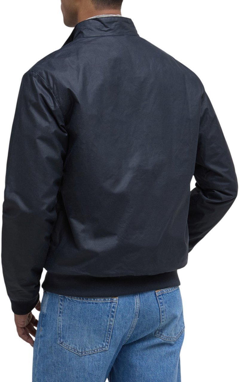 Barbour Blouson court Royston wax Navy col velours cognac Barbour Homme MWX1350 NY51 Blauw