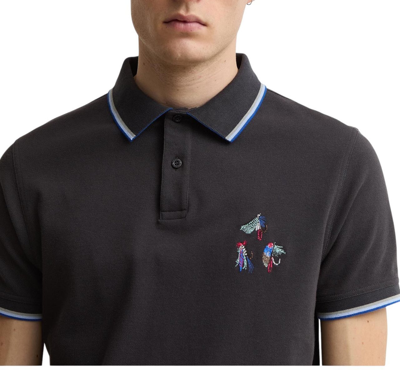 Barbour Polo marine liseré rayé hameçons Paul Smith loves Barbour Homme MML1555 NY74 Blauw