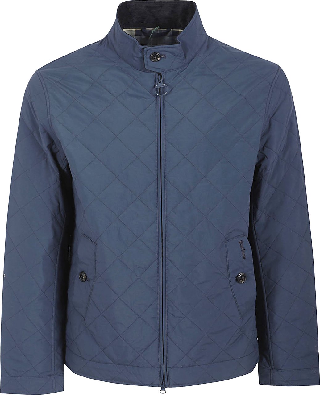 Barbour Quilted Blue Jacket with Stand Collar Grijs