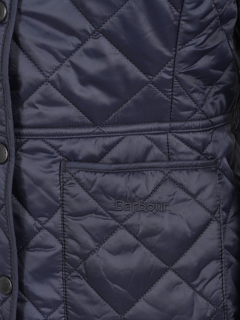 Barbour Quilted Jacket with Corduroy Collar and Fitted Silhouette Zwart