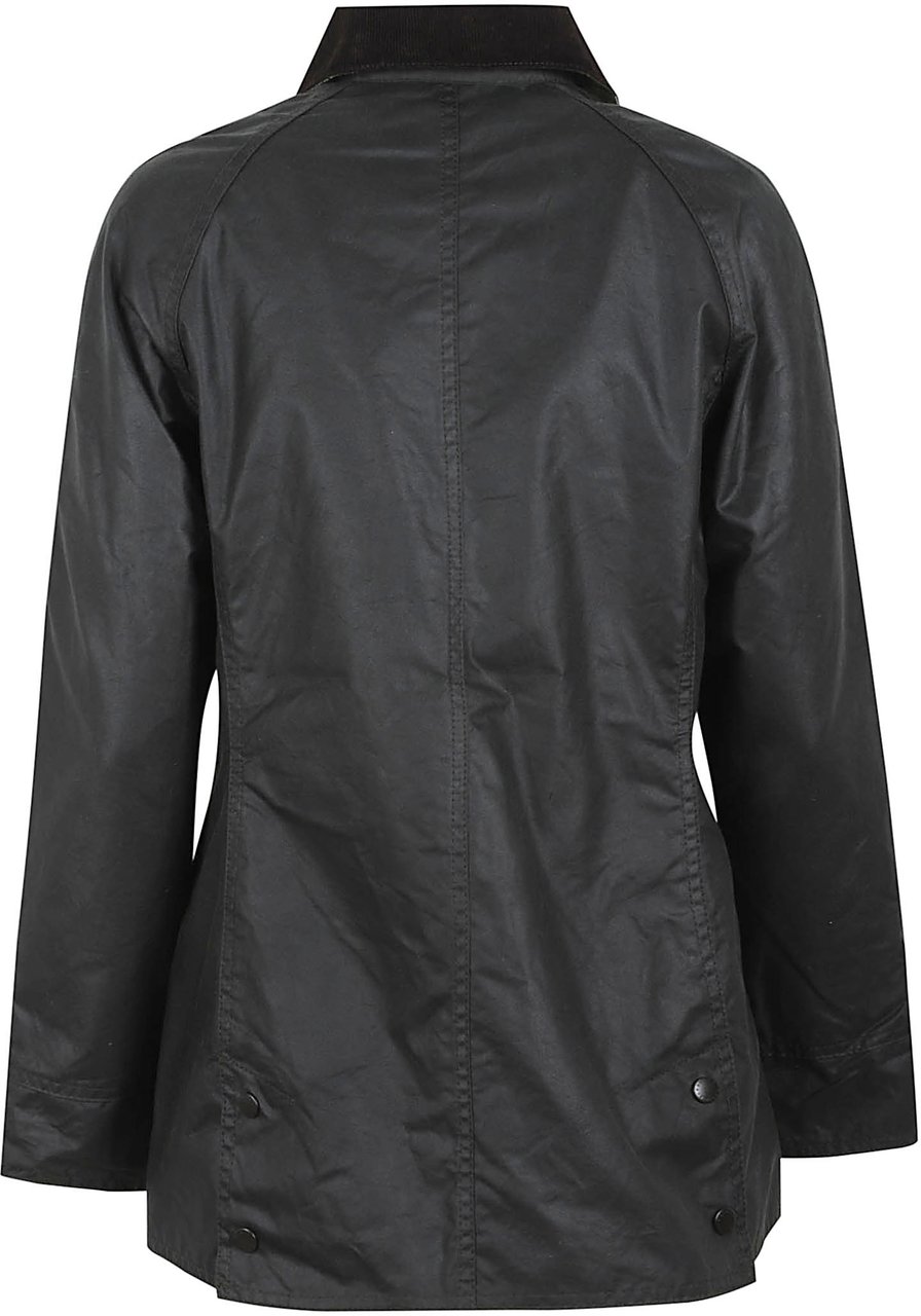 Barbour Waxed Cotton Jacket with Ribbed Collar Zwart